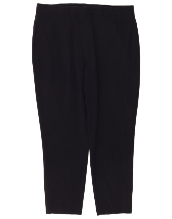 Marks & Spencer Womens Cropped Trousers UK 16 Large W34 L25 Navy Blue