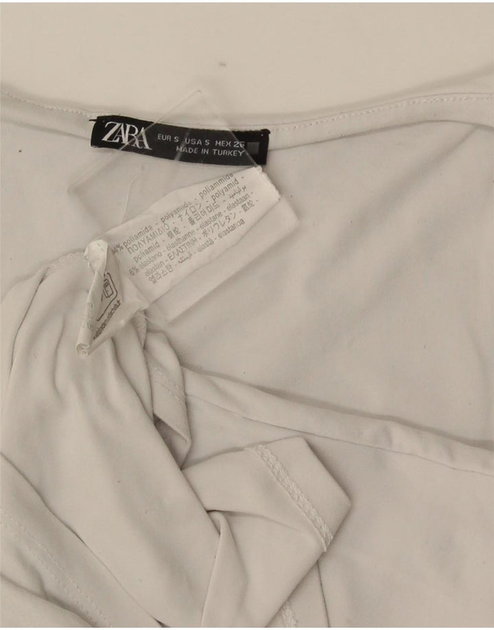 Zara Mujer Chaleco Top UK 8 Small Blanco Poliamida