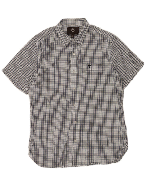 TIMBERLAND Camisa de corte regular de manga corta para hombre Cuadros azul marino medio