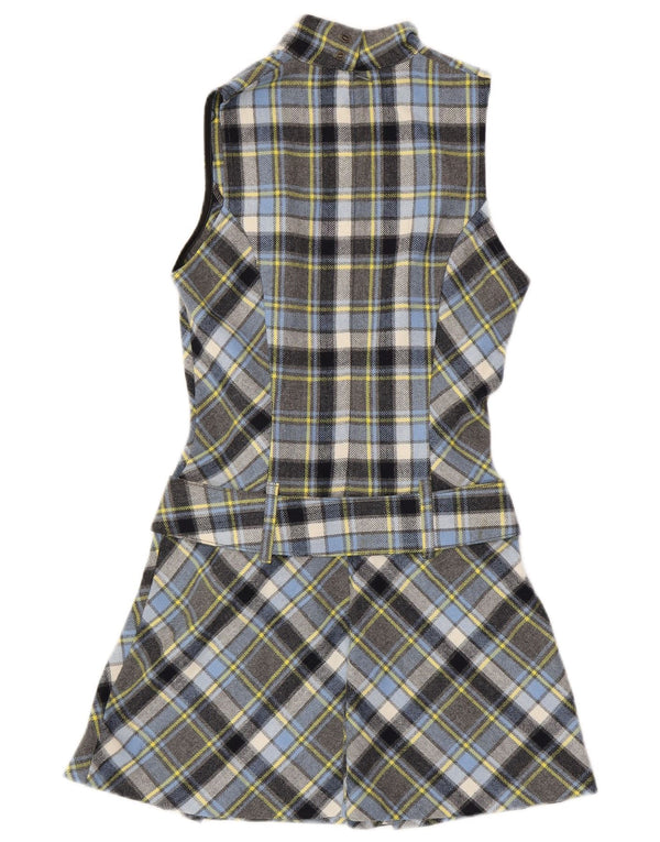 SISLEY Vestido acampanado sin mangas para mujer UK 6 XS Lana a cuadros multicolor