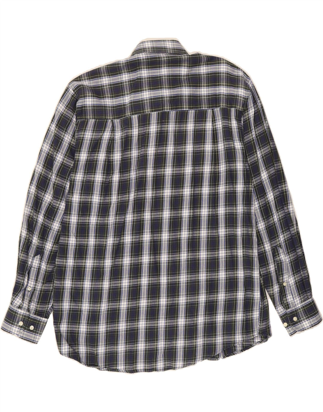 VINTAGE Mens Flannel Shirt Large Navy Blue Check Cotton Vintage Vintage and Second-Hand Vintage from Messina Hembry 