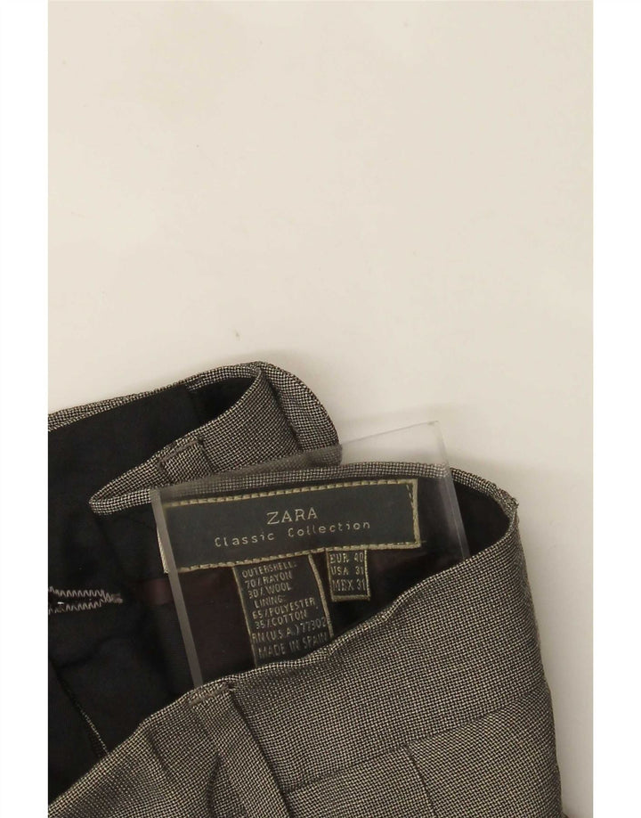 Zara Pantalón de traje con pinzas para hombre EU 40 Medium W31 L30 Rayón a cuadros gris