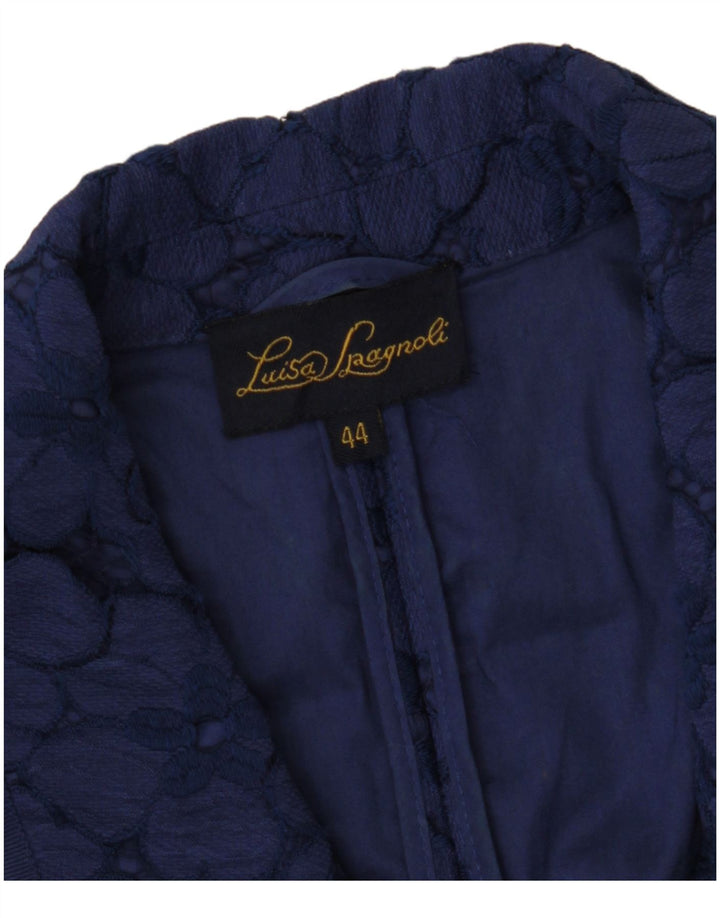 LUISA SPAGNOLI Chaqueta corta de manga 3/4 para mujer IT 44 Azul marino mediano