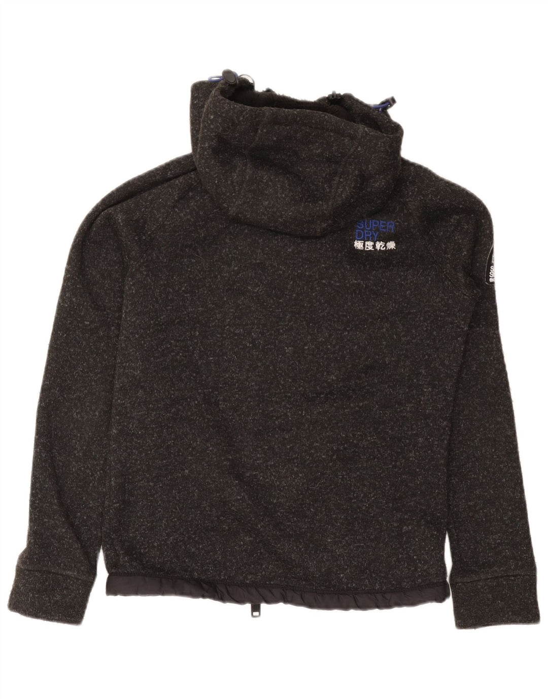 Superdry Sudadera con capucha y cremallera para hombre, poliéster moteado gris pequeño