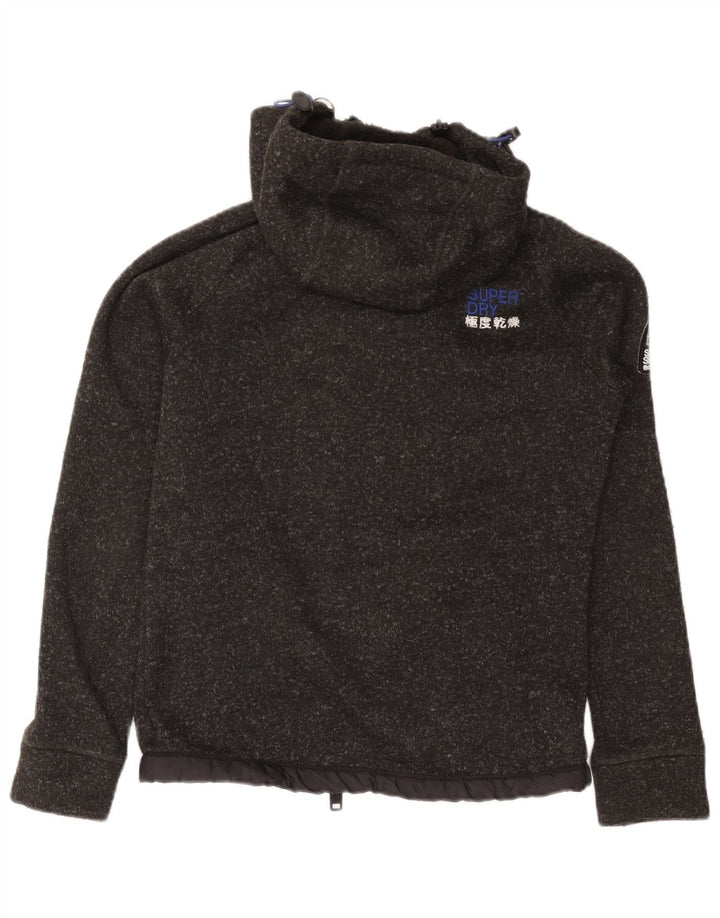 Superdry Sudadera con capucha y cremallera para hombre, poliéster moteado gris pequeño