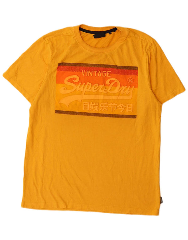 Superdry Hombre Camiseta Gráfica Top XL Algodón Amarillo