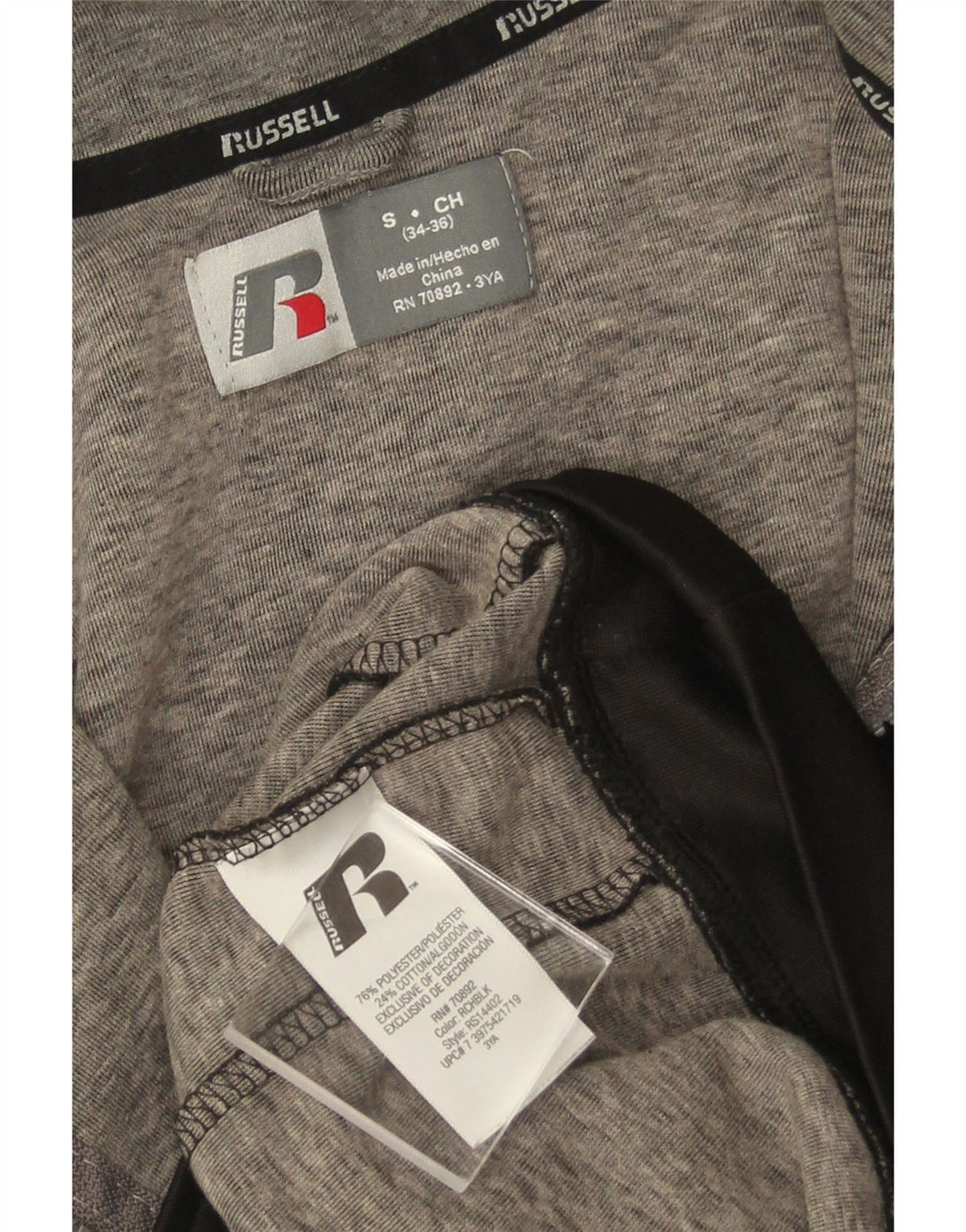 Russell Athletic - Chaqueta de chándal para hombre, talla pequeña, poliéster negro