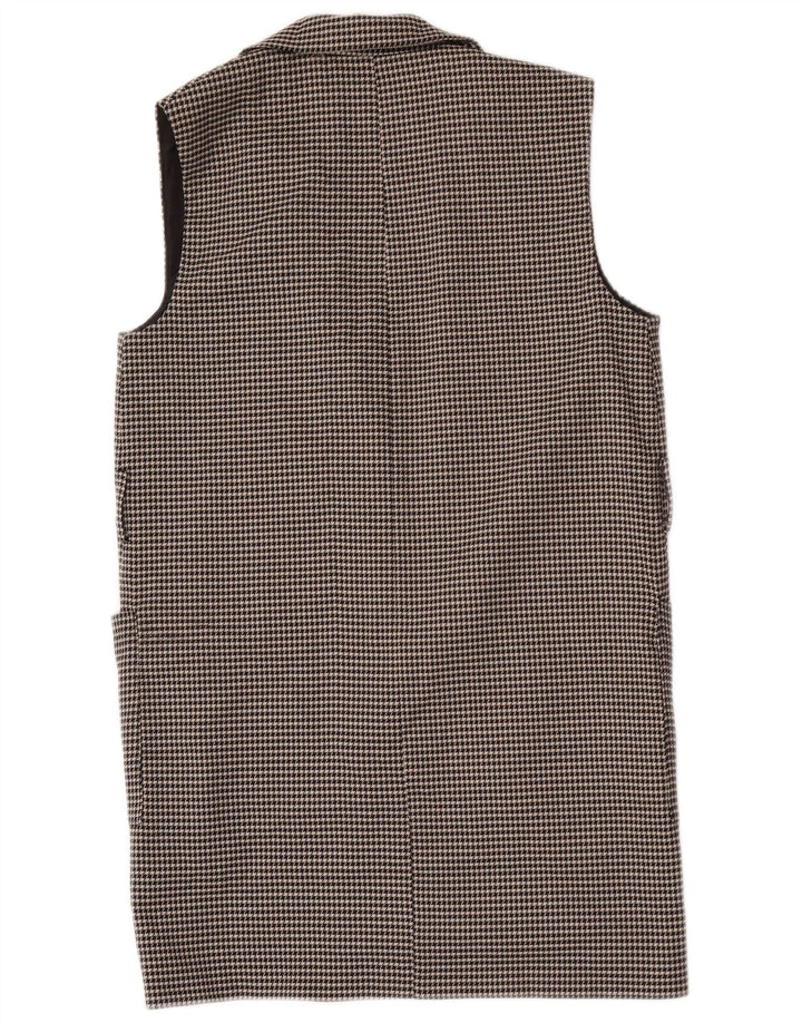 Zara Mujer Chaleco Largo Extragrande UK 10 Small Black Houndstooth