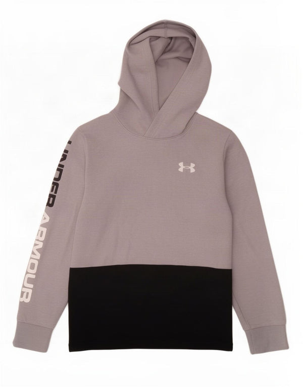 Under Armour Boys Graphic Hoodie Jumper 9-10 Years Medium Grey Colourblock