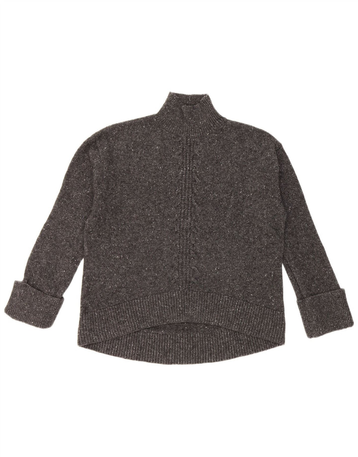 John Lewis Suéter tipo jersey con cuello alto para mujer Reino Unido 12 Lana moteada gris medio