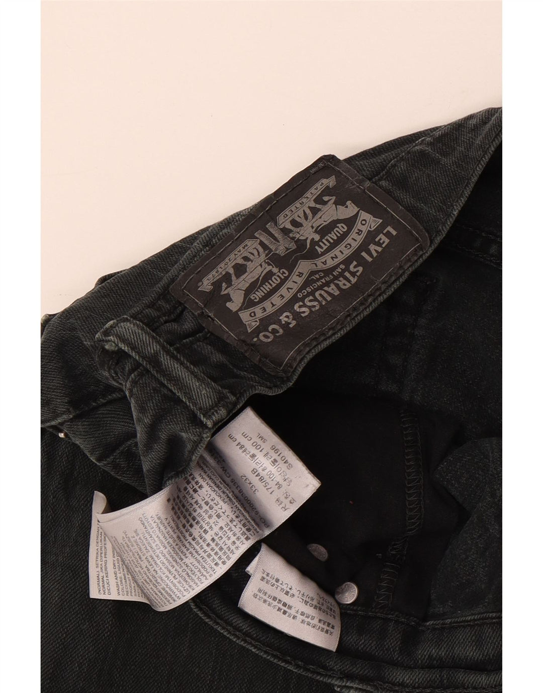 Vaqueros rectos desgastados para hombre Levi's W33 L32 Algodón negro