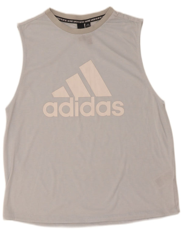 Adidas Mujer Gráfico Chaleco Top UK 12/14 Medio Azul Poliéster