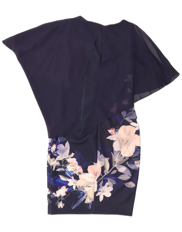 Coast Vestido tubo asimétrico para mujer UK 40 Pequeño Poliéster floral azul marino