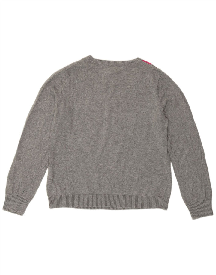 Izod Suéter con cuello en V para mujer UK 44 Grande Gris Argyle/Diamante