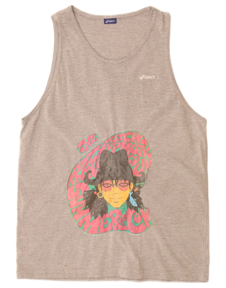 ASICS Camiseta sin mangas gráfica para niña 15-16 años XL Gris moteado