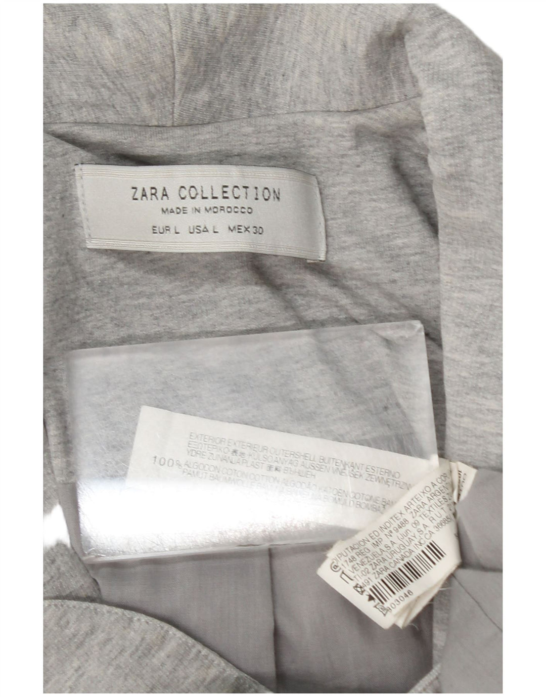 Zara Chaqueta Blazer De 1 Botón para Mujer Reino Unido 44 Grande Algodón Gris