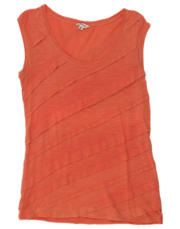 Calvin Klein Top sin mangas con gradas para mujer UK 6 XS Algodón moteado naranja