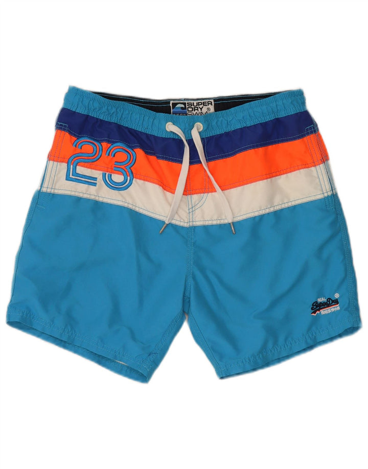 Superdry Bañador Graphic Regular para hombre con diseño color block en azul grande
