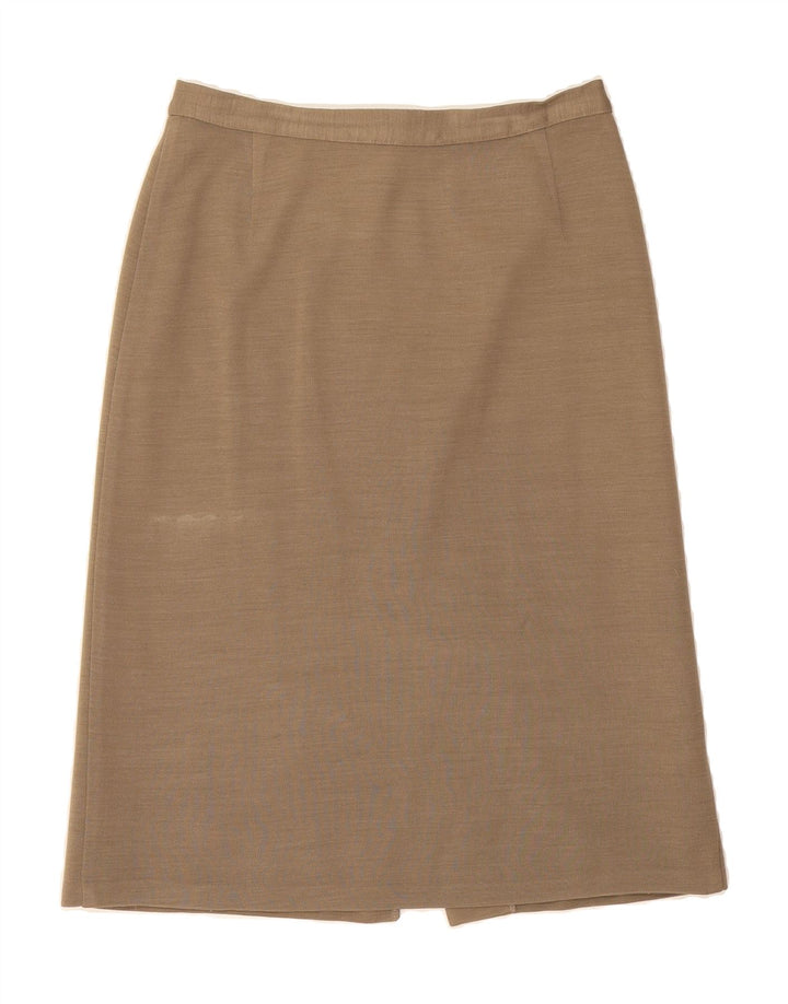 ST MICHAEL Womens A-Line Skirt UK 14 Medium W28 Beige Acrylic Vintage St Michael and Second-Hand St Michael from Messina Hembry 