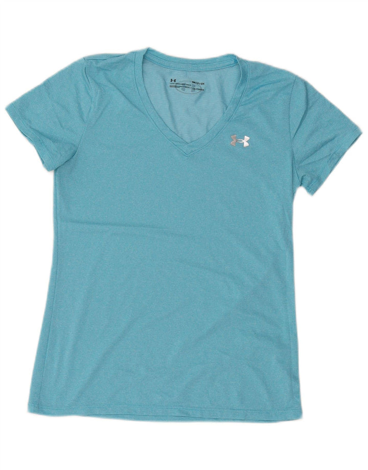 UNDER ARMOUR Camiseta Heat Gear para mujer Top UK 10 Small Blue Pinstripe