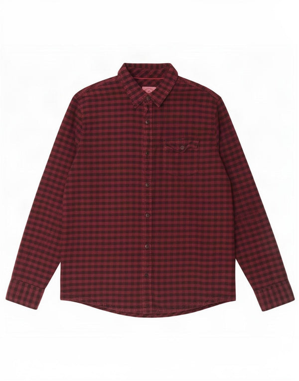 Camisa de franela para hombre Fat Face XL Algodón a cuadros burdeos