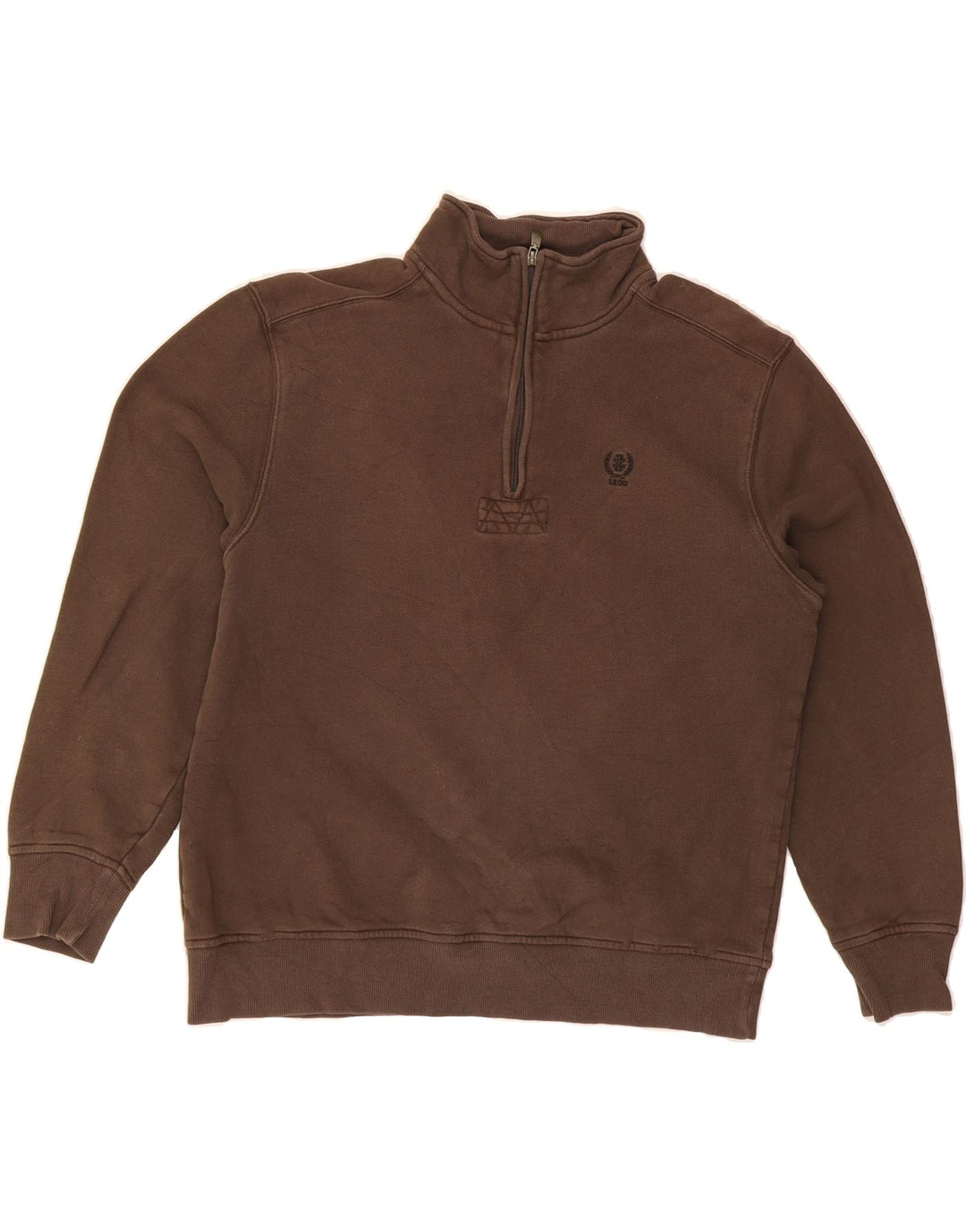 IZOD Mens Zip Neck Sweatshirt Jumper Large Brown Cotton Vintage Izod and Second-Hand Izod from Messina Hembry 