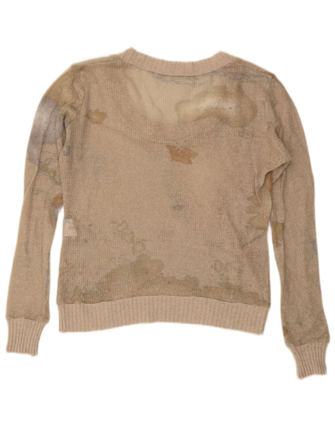 ALVIERO MARTINI Suéter tipo jersey con cuello barco para mujer UK 14 Medium Beige
