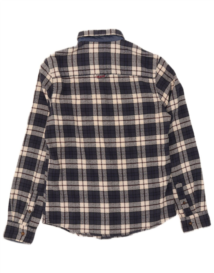 Crew Clothing Camisa de franela para hombre Algodón a cuadros azul marino pequeño
