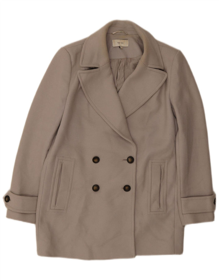 Reiss Abrigo corto de doble botonadura para mujer Reino Unido 44 Lana gris grande
