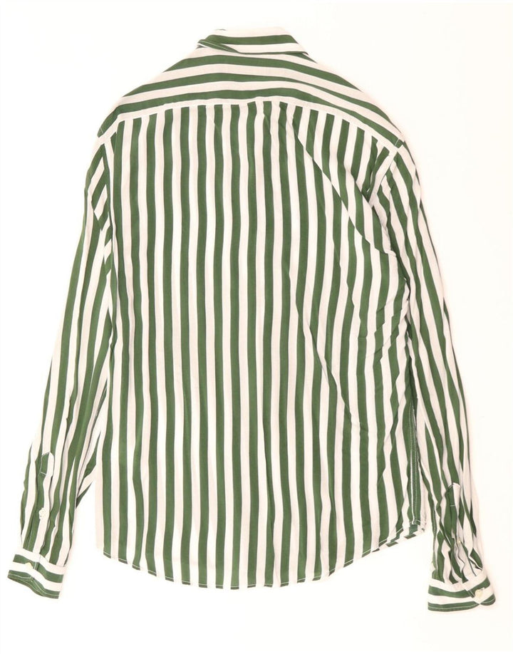 ZARA Hombre Camisa Slim Fit Viscosa Rayas Verde Small