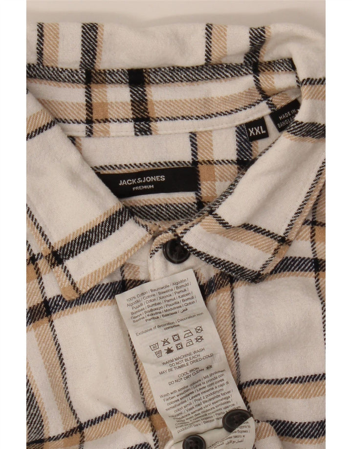 Jack & Jones Camisa De Franela Hombre 2XL Algodón A Cuadros Blanco