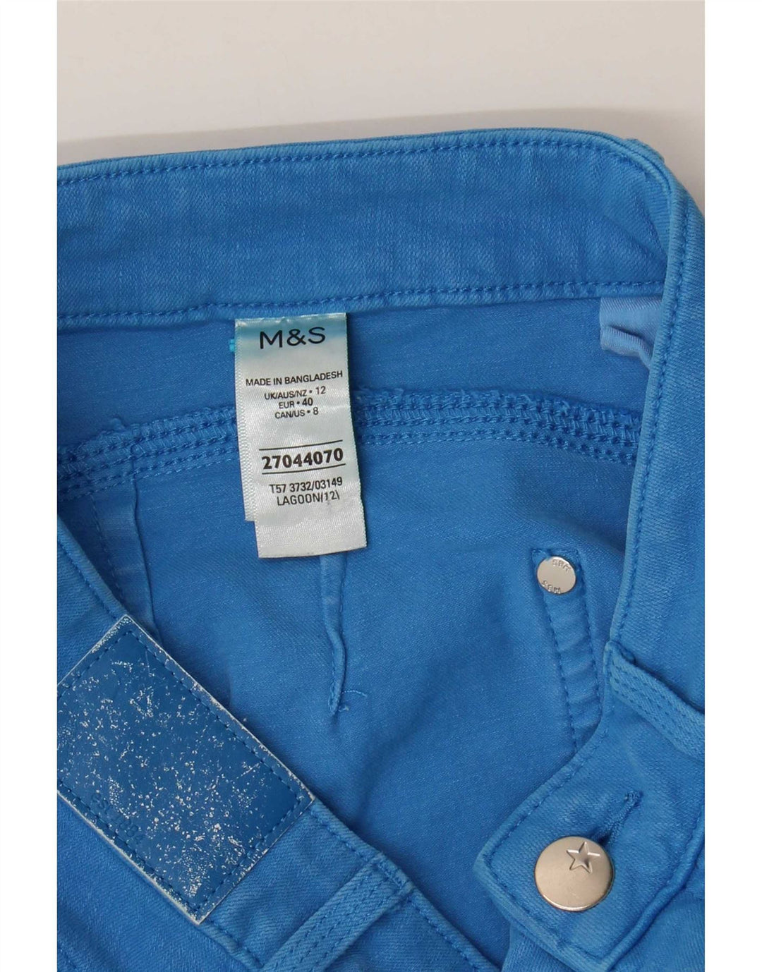 Marks & Spencer Bermudas vaqueras para mujer UK 12 Medium W28 Algodón azul