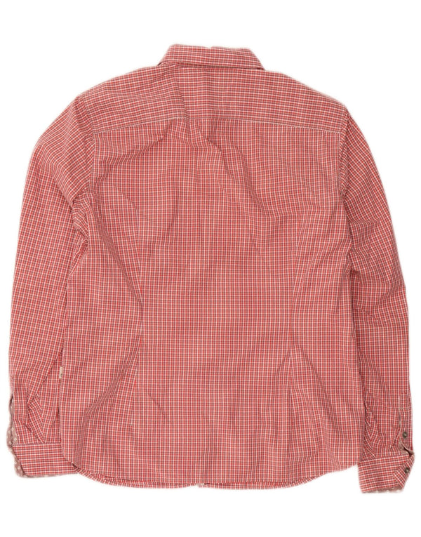 Timberland Camisa Slim Fit para Mujer EU 42 Grande Algodón a Cuadros Rojo