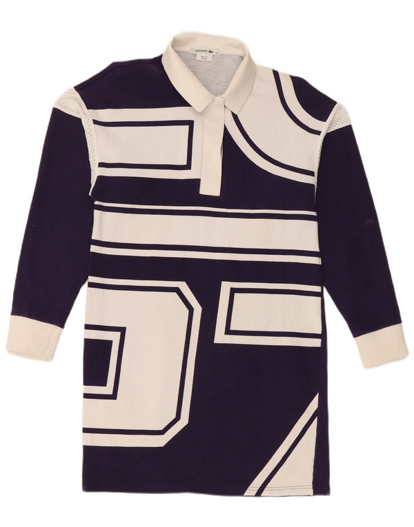 Lacoste Womens Long Sleeve Polo Dress Size 38 Medium Purple Geometric