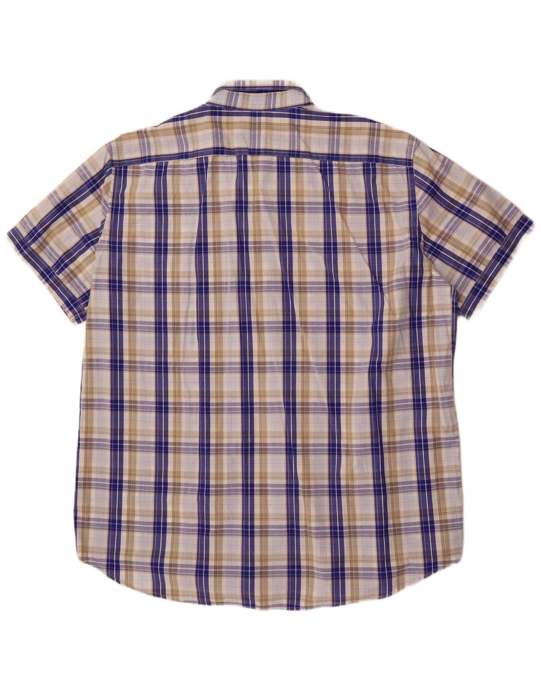 Carrera Camisa de Manga Corta Regular Fit para Hombre 3XL Algodón a Cuadros Azul