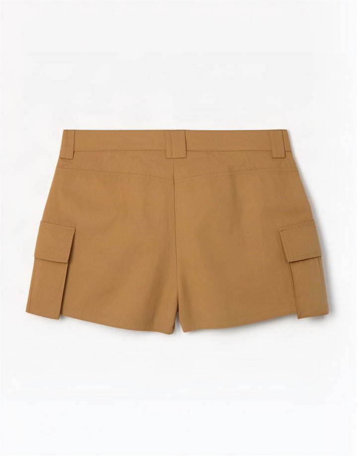 Zara Mujer Shorts Cargo Mediano W28 Poliéster Beige