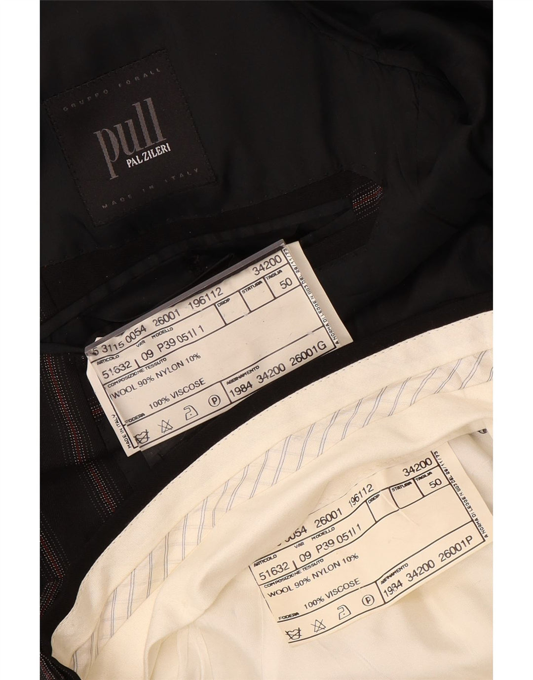 PAL ZILERI Traje de 2 piezas con 3 botones para hombre IT 50 Large W34 L33 Black Stripes