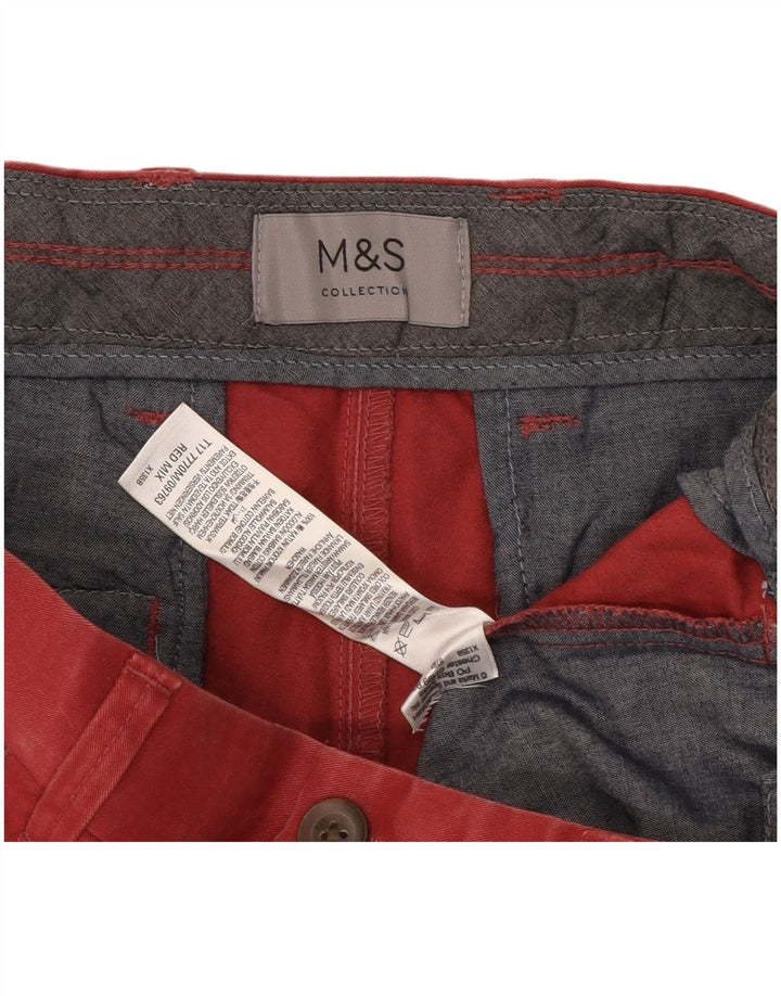 Marks & Spencer Pantalones cortos chinos para hombre W30 Algodón burdeos medio