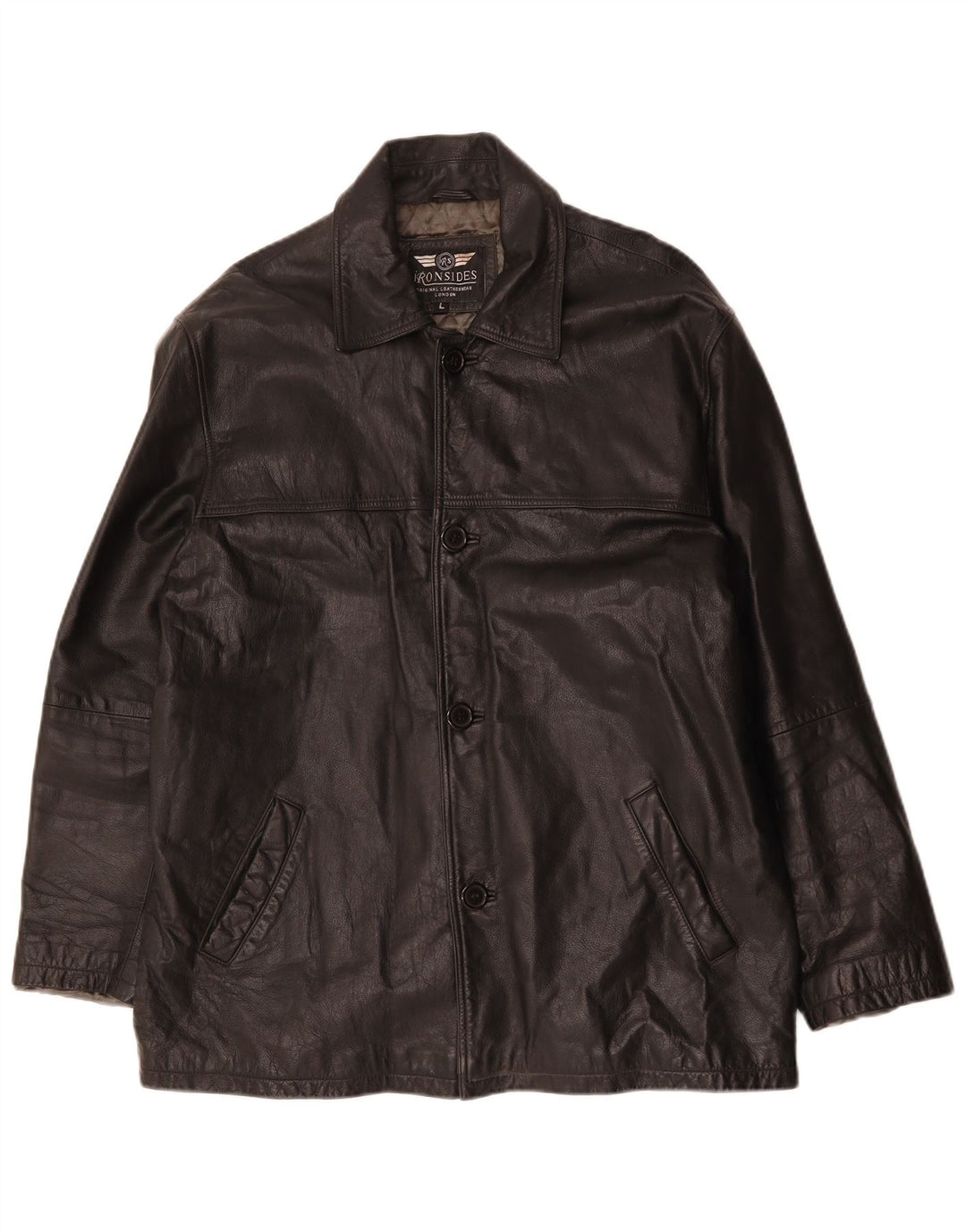 Ironsides Chaqueta de cuero para hombre UK 40 Large Cuero negro