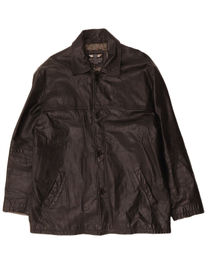Ironsides Chaqueta de cuero para hombre UK 40 Large Cuero negro