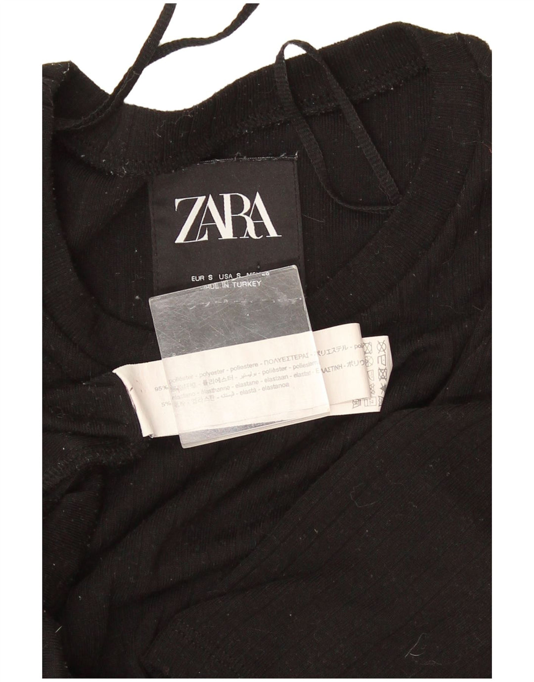 Zara Mujer Maxi Vestido UK 8 Pequeño Poliéster Negro