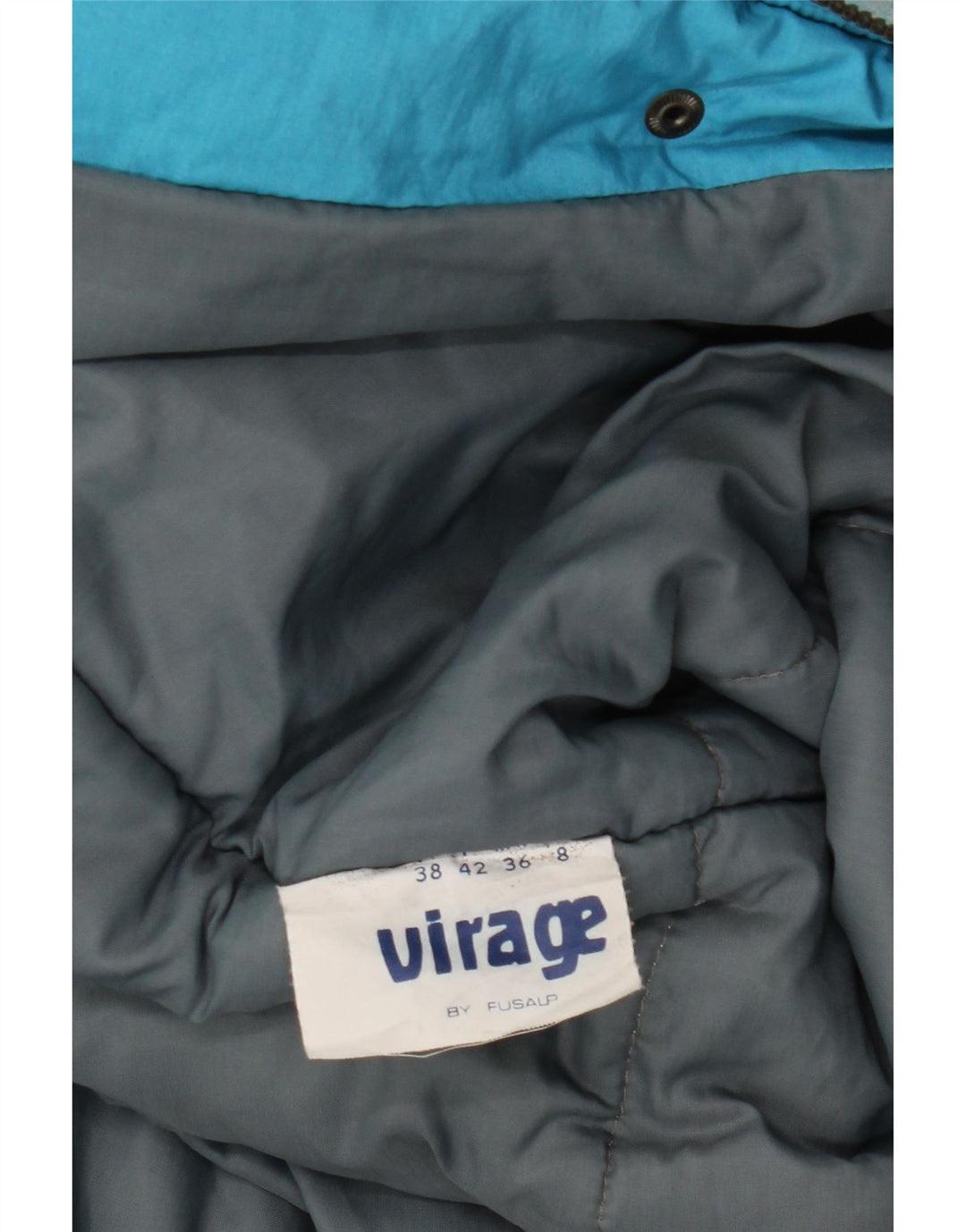 VINTAGE Chaqueta cortavientos con patrón abstracto para mujer IT 42 Azul medio