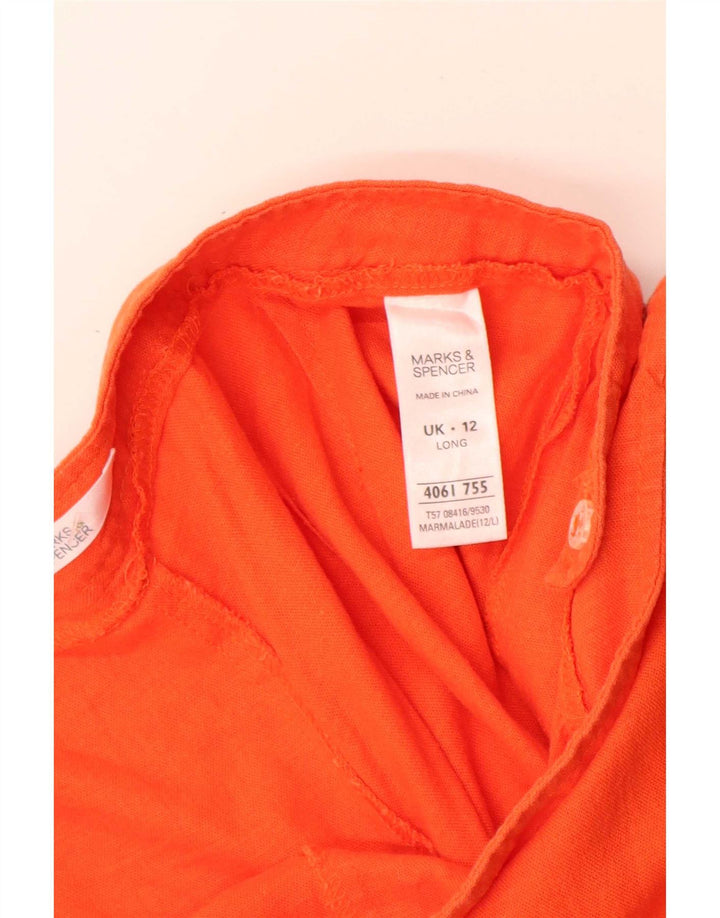 Marks & Spencer Pantalones Capri para Mujer UK 12 Medium W30 L23 Lino Naranja