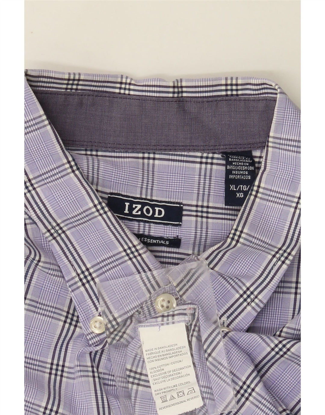 IZOD Camisa Hombre XL Algodón Cuadros Morado
