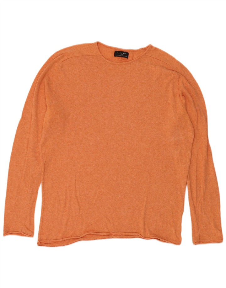 Zara Hombre Jersey Cuello Redondo Jersey Grande Naranja