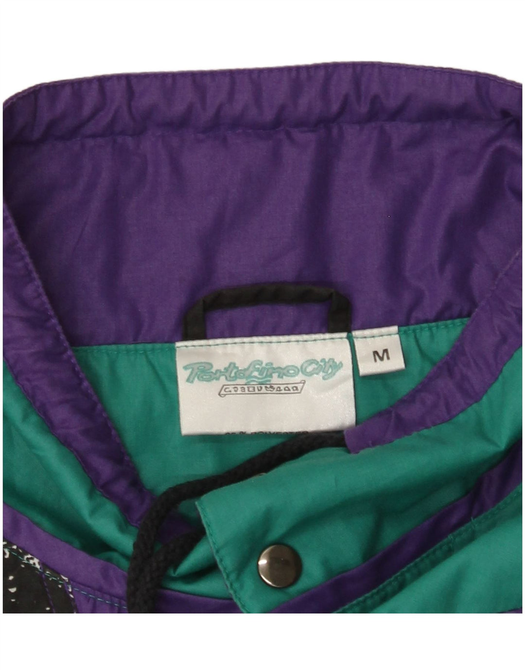 VINTAGE Hombres Jersey Chándal Top Chaqueta Medio Negro Colorblock