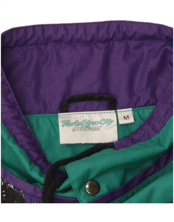 VINTAGE Hombres Jersey Chándal Top Chaqueta Medio Negro Colorblock