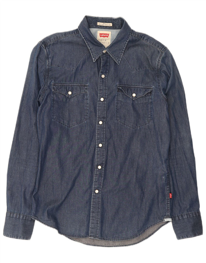 Levi's Camisa vaquera ajustada de algodón azul marino pequeña para hombre