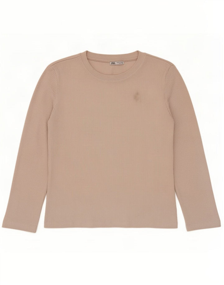 Zara Mujer Top Manga Larga ES 44 Poliéster Beige Medio