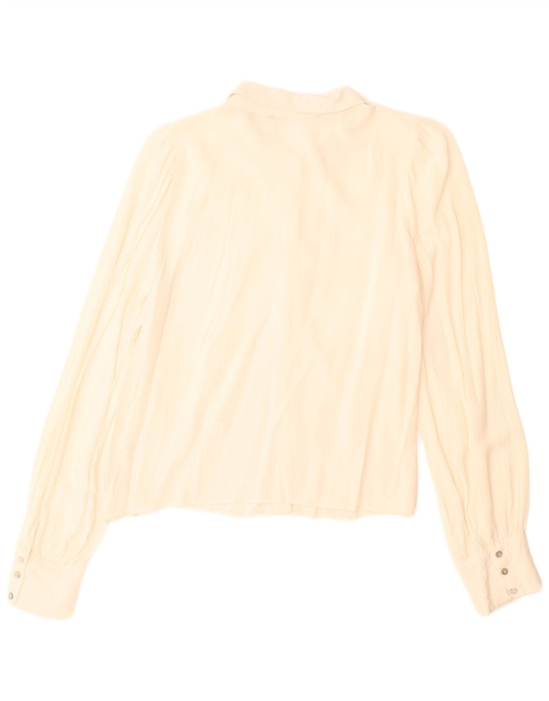 Zara Mujer Camisa UK 44 Mediana Lana Virgen Blanca